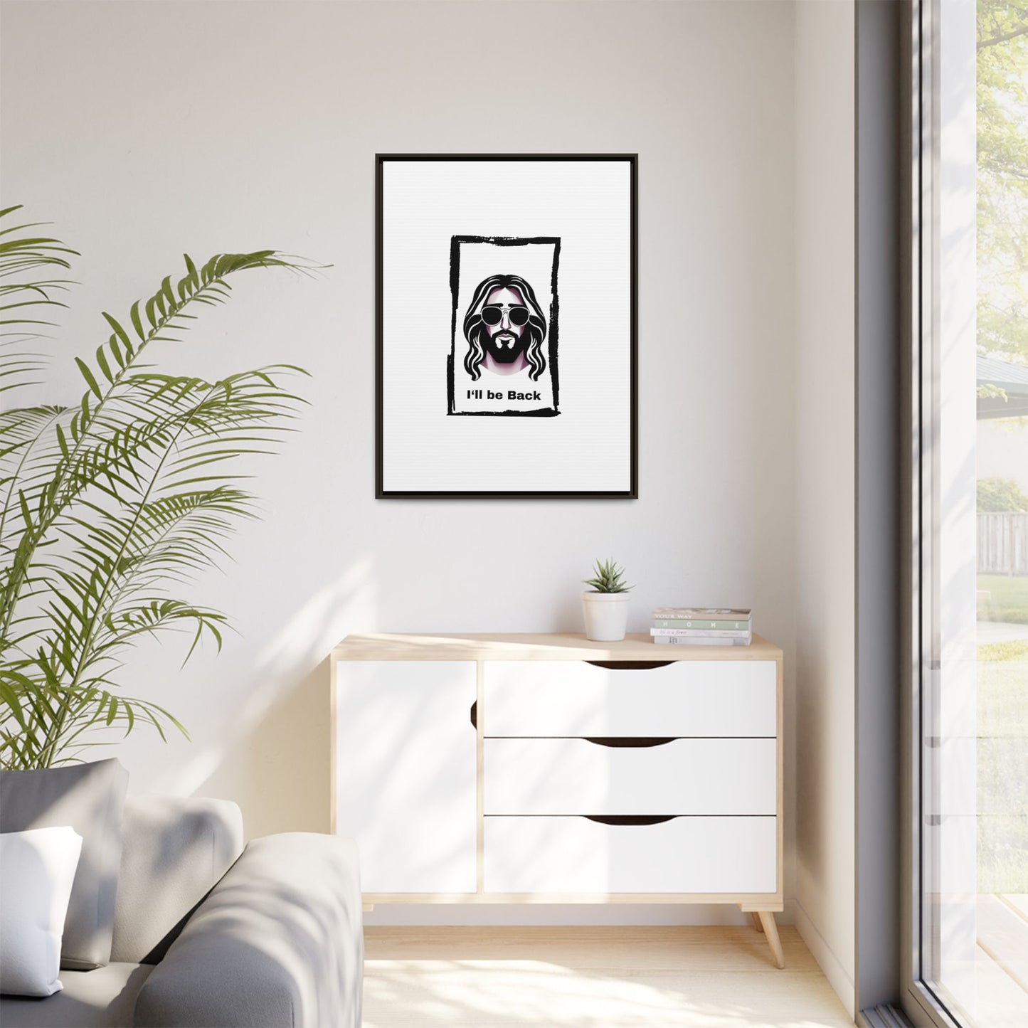 "I'll Be Back...Jesus" Matte Canvas, Framed (Multi-color)
