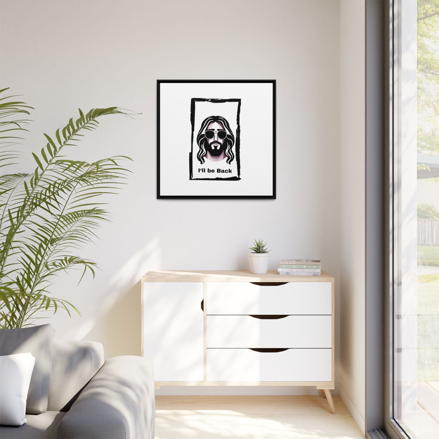 "I'll Be Back...Jesus" Matte Canvas, Framed (Multi-color)