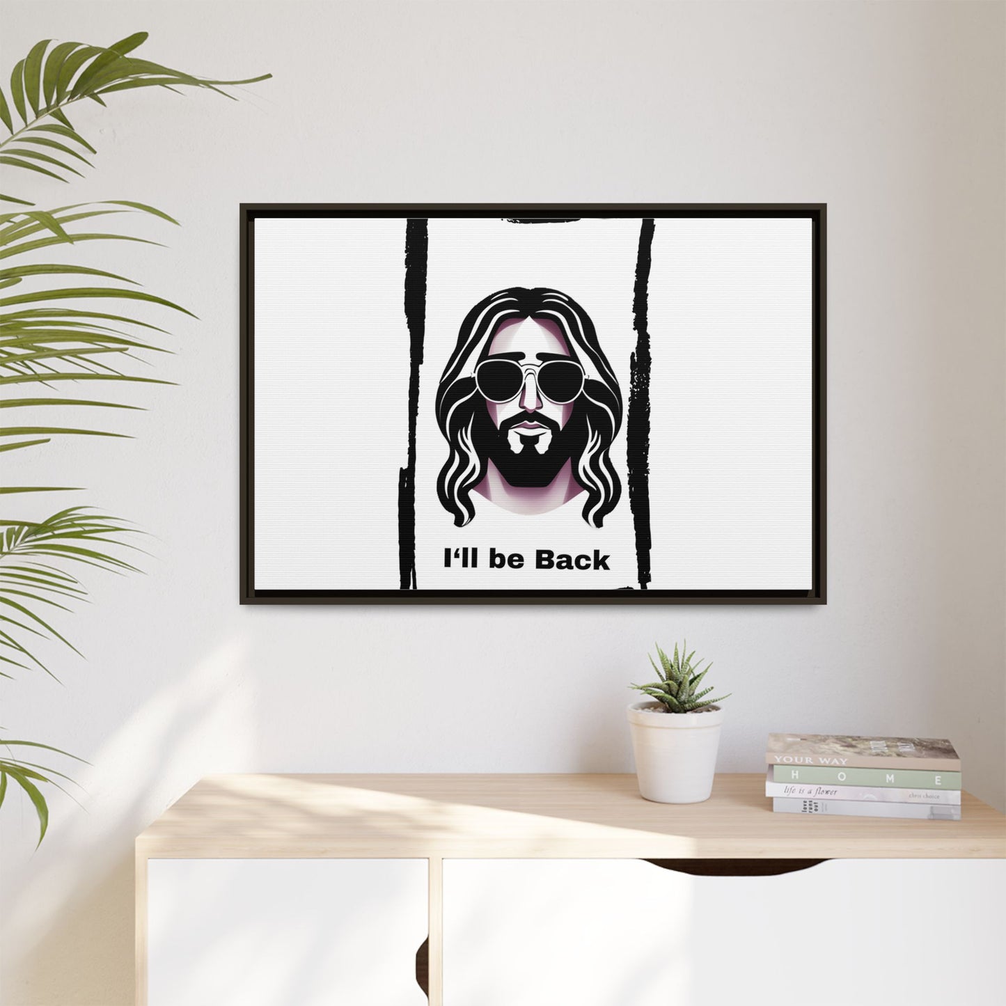 "I'll Be Back...Jesus" Matte Canvas, Framed (Multi-color)