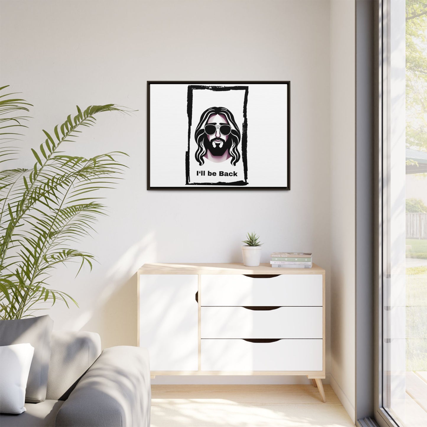 "I'll Be Back...Jesus" Matte Canvas, Framed (Multi-color)