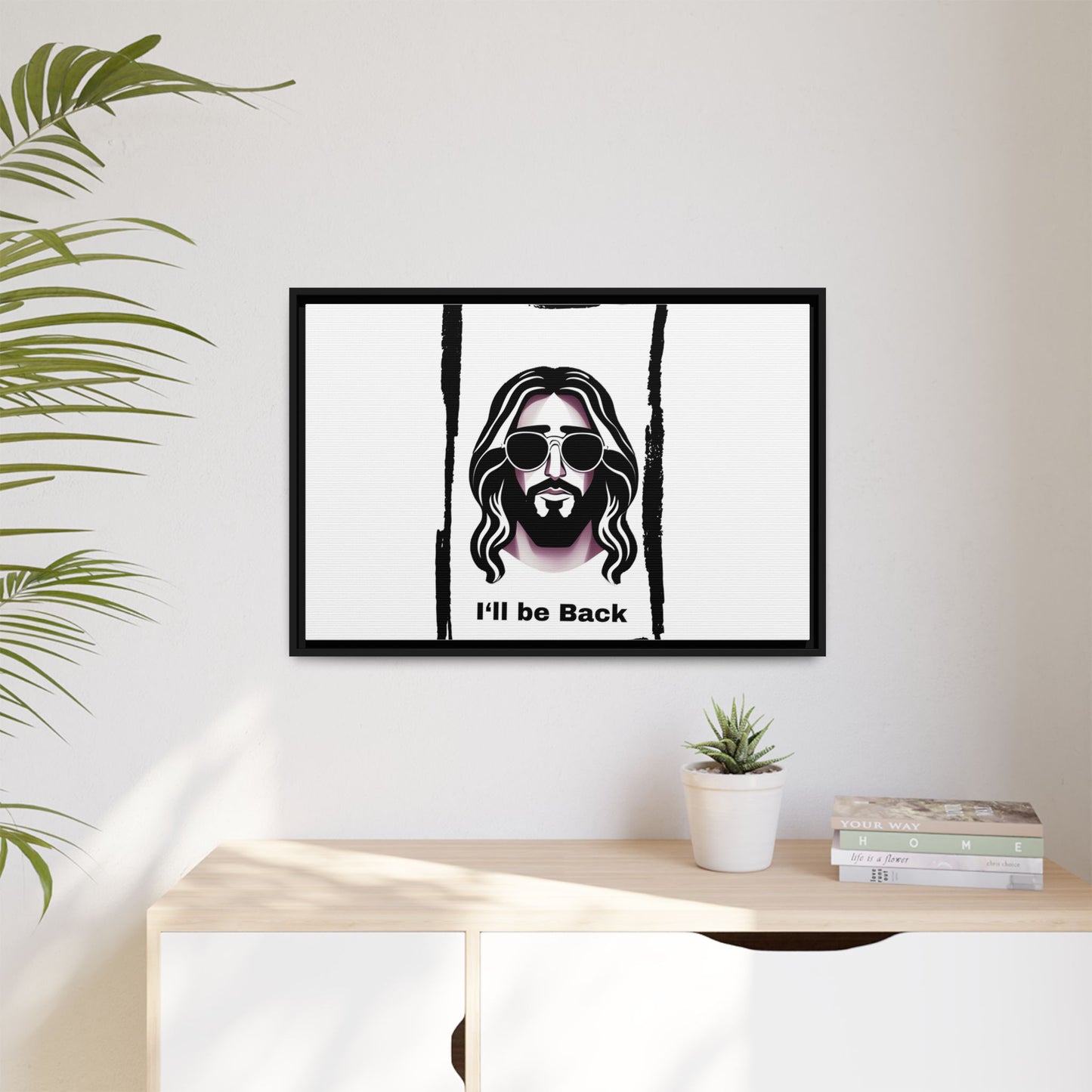 "I'll Be Back...Jesus" Matte Canvas, Framed (Multi-color)