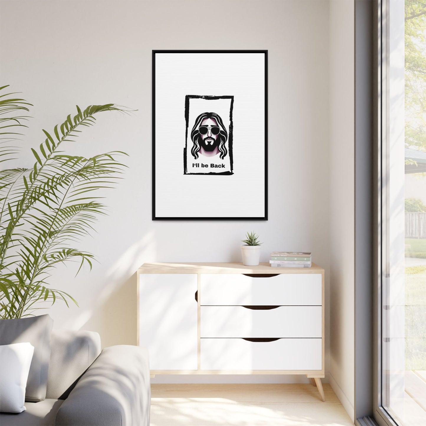 "I'll Be Back...Jesus" Matte Canvas, Framed (Multi-color)