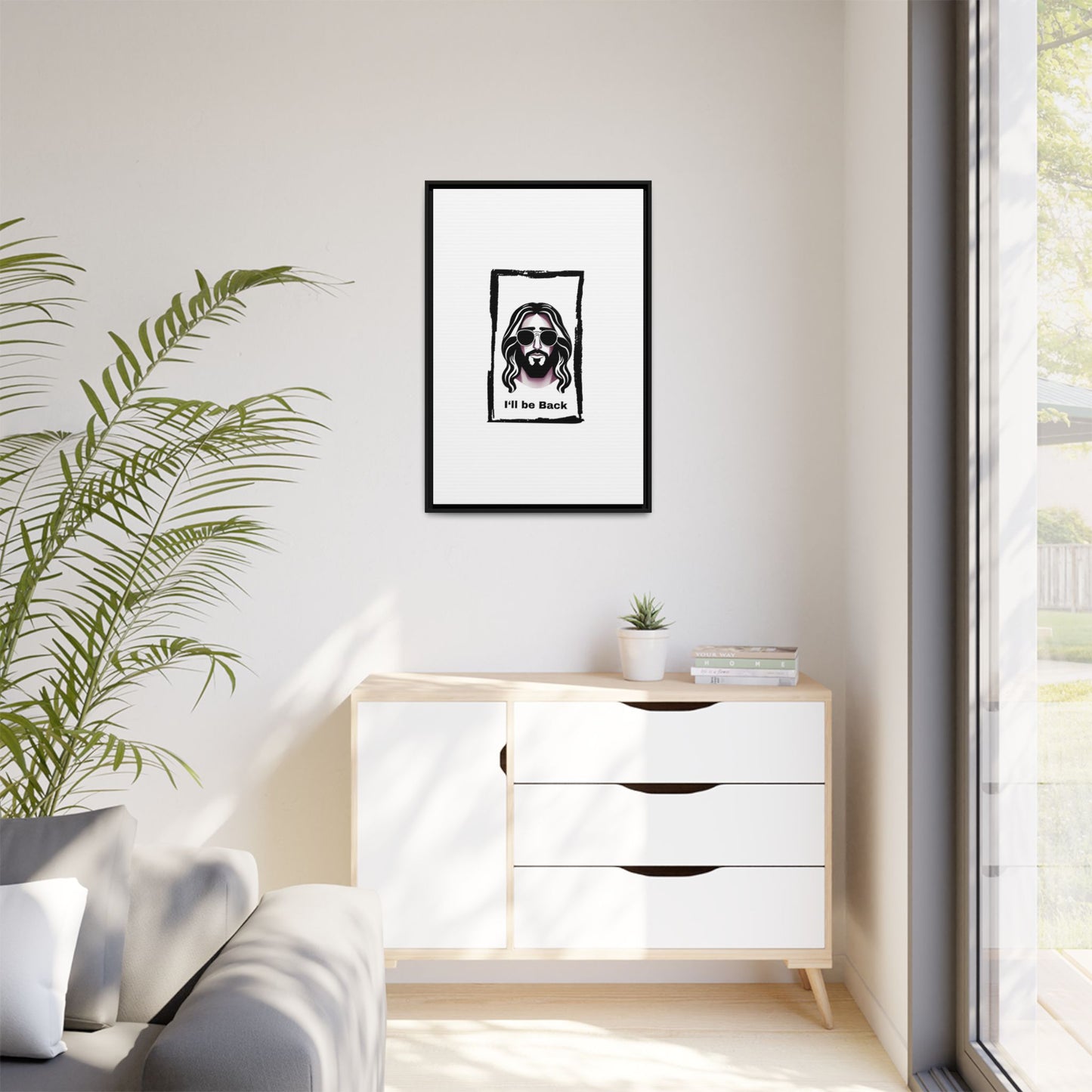 "I'll Be Back...Jesus" Matte Canvas, Framed (Multi-color)