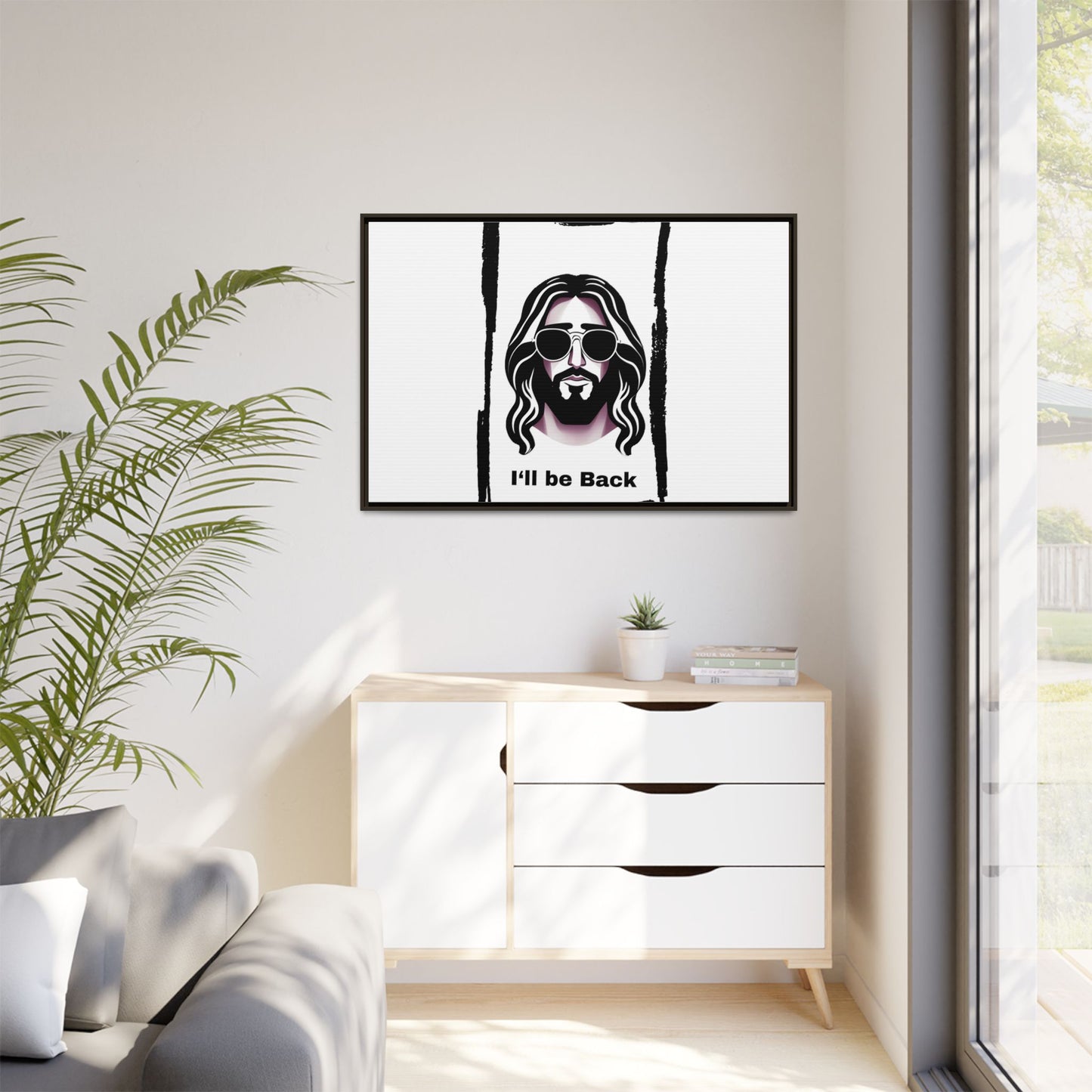 "I'll Be Back...Jesus" Matte Canvas, Framed (Multi-color)