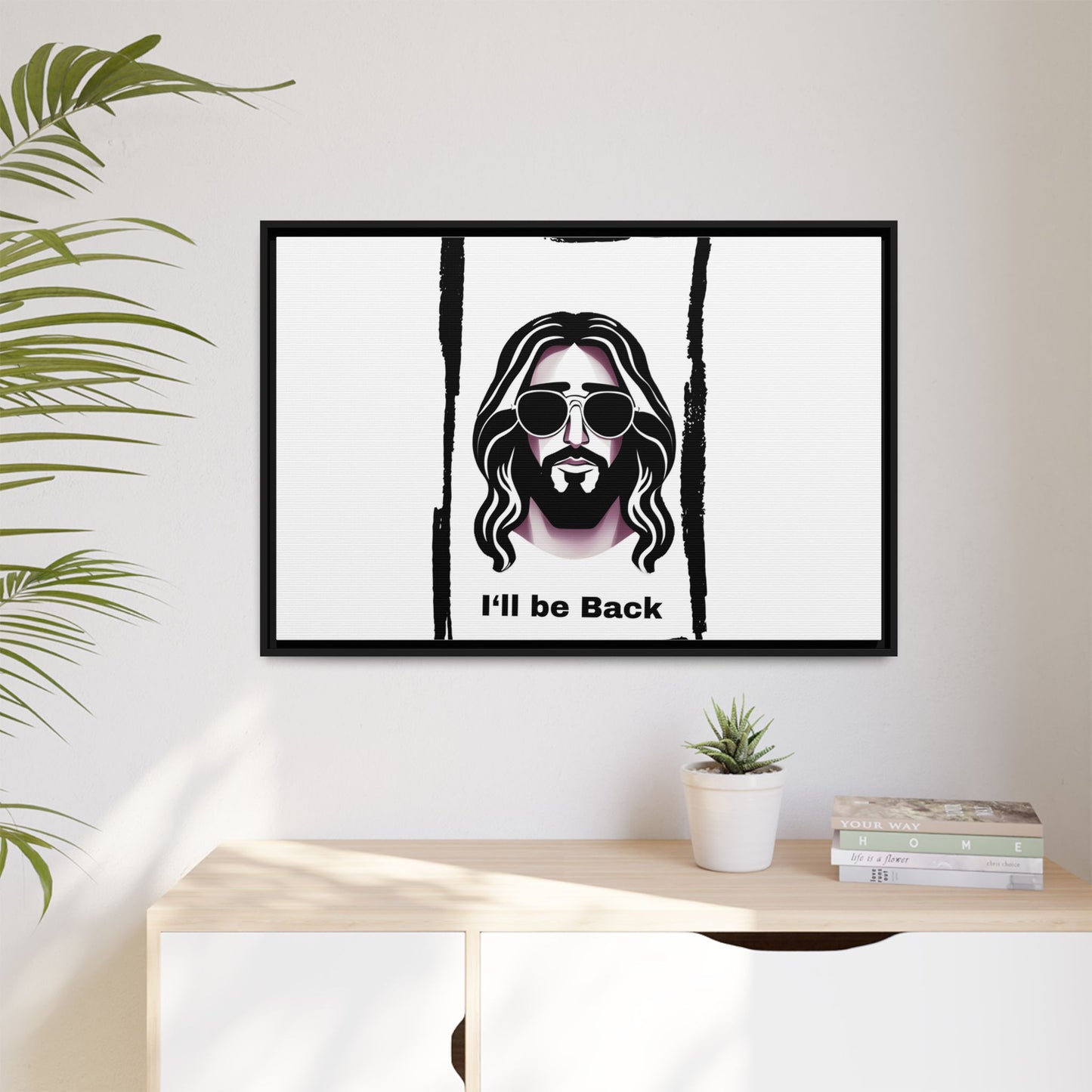 "I'll Be Back...Jesus" Matte Canvas, Framed (Multi-color)
