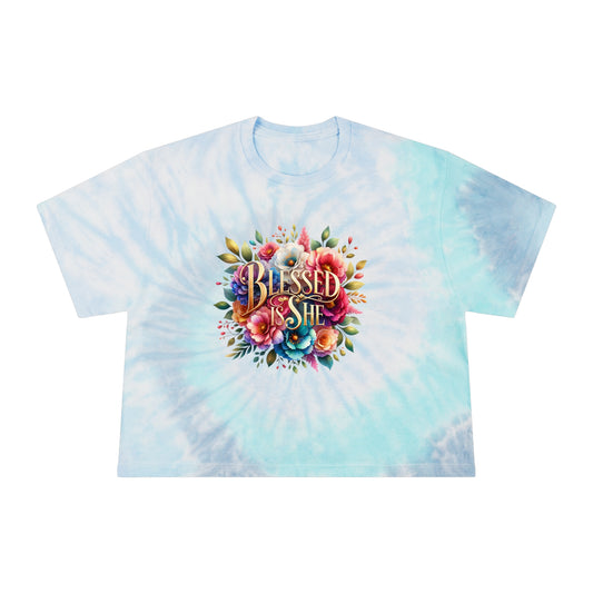 Blessed Is She Women's Tie-Dye Crop Tee